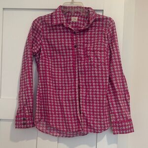 J. Crew Pink and Gray Houndstooth Women's Top